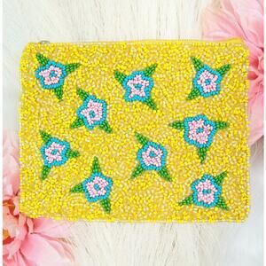 Floral seed bead coin purse